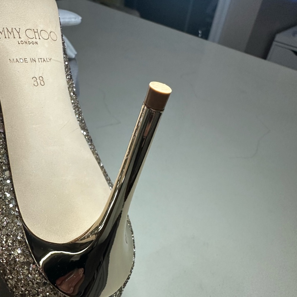 Jimmy Choo Pink Glitter Pointed-Toe Pumps - Picture 4 of 6